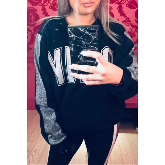 VS PINK Glimmer Bling Crew Sweatshirt - Picture 7 of 8